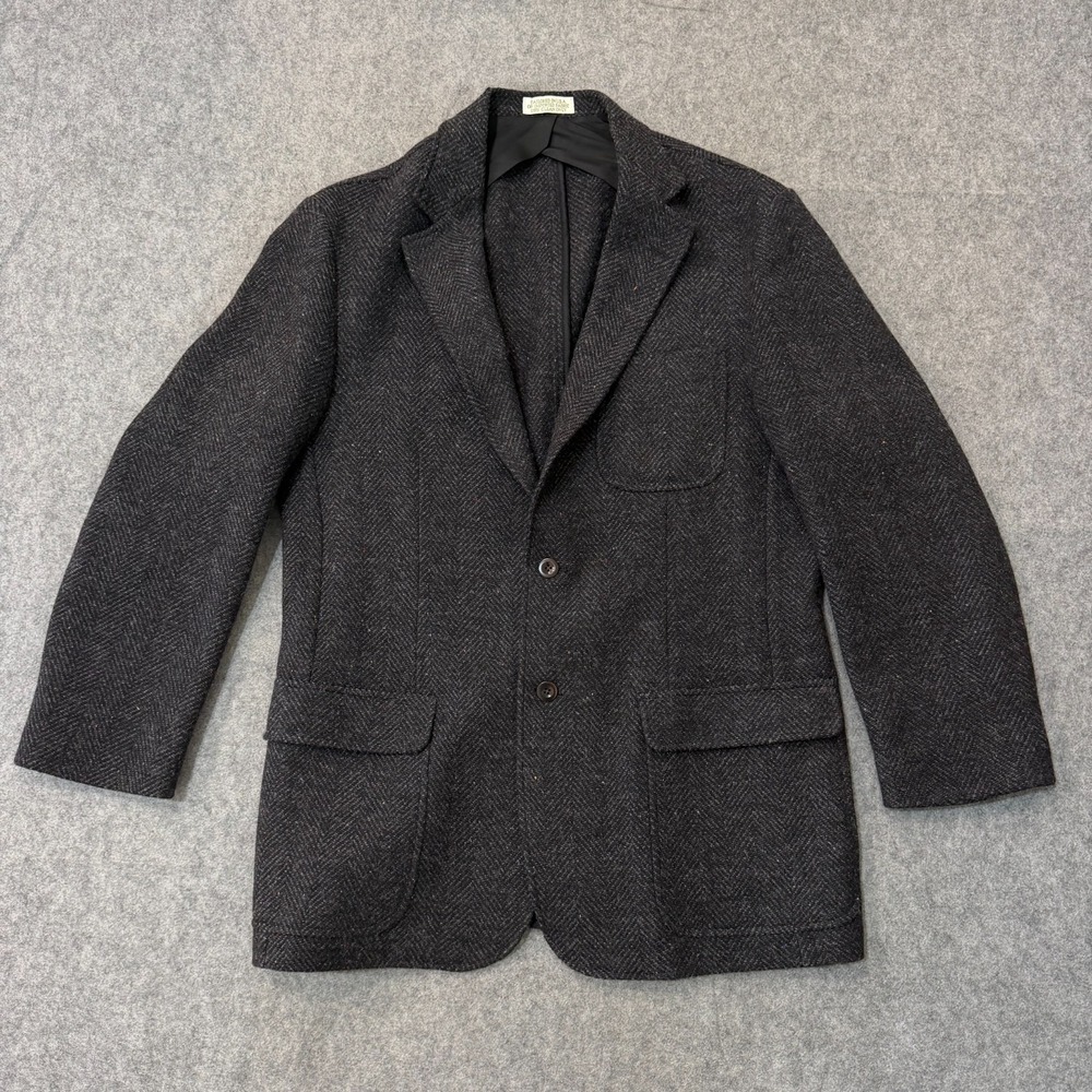 Orivs Brown Herringbone Tweed Wool 2-Button Sports Coat Blazer Men's Size 42L